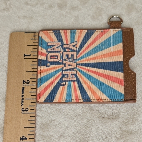 "YEAH, NO" Slip Wallet Brown, Red. White & Navy Blue - Picture 8 of 10